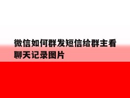 微信如何群发短信给群主看聊天记录图片的简单介绍