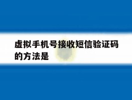 虚拟手机号接收短信验证码的方法是