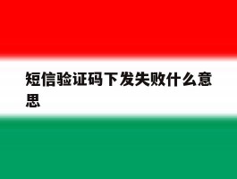 短信验证码下发失败什么意思