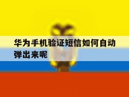 华为手机验证短信如何自动弹出来呢