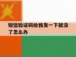 短信验证码给我发一下就没了怎么办