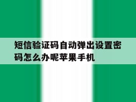 包含短信验证码自动弹出设置密码怎么办呢苹果手机的词条