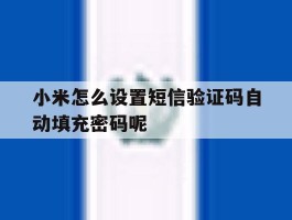 小米怎么设置短信验证码自动填充密码呢的简单介绍