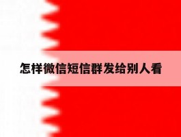 怎样微信短信群发给别人看