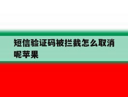 短信验证码被拦截怎么取消呢苹果