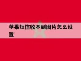 苹果短信收不到图片怎么设置