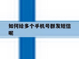 如何给多个手机号群发短信呢