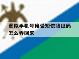 虚拟手机号接受短信验证码怎么弄回来