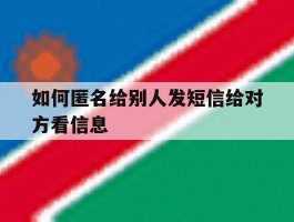 如何匿名给别人发短信给对方看信息