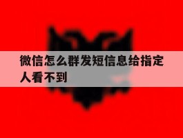 微信怎么群发短信息给指定人看不到