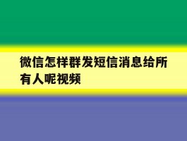 微信怎样群发短信消息给所有人呢视频